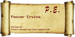 Peszer Ervina névjegykártya